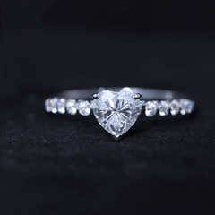 Heart Shape Moissanite Solitaire Engagement Ring With Side Stones