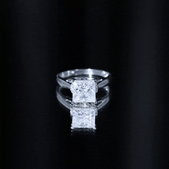 Princess Cut Certified Moissanite Solitaire Engagement Ring