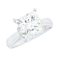 Princess Cut Certified Moissanite Solitaire Engagement Ring