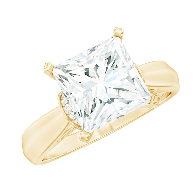 Princess Cut Certified Moissanite Solitaire Engagement Ring