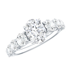 3 CT Oval Cut Moissanite Side Stone Engagement Ring