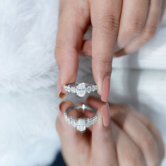 3 CT Oval Cut Moissanite Side Stone Engagement Ring