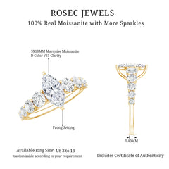 Marquise Moissanite Engagement Ring With Side Stones