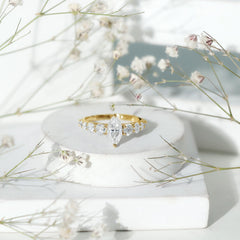Marquise Moissanite Engagement Ring With Side Stones