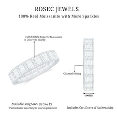 Baguette Cut Certified Moissanite Two Row Eternity Band
