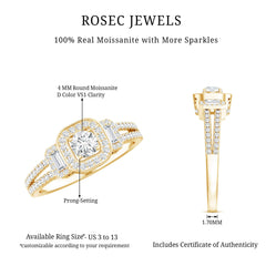 Certified Moissanite Vintage Inspired Engagement Ring