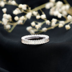 Baguette Cut Certified Moissanite Eternity Stackable Ring