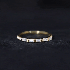 Baguette Shape Moissanite Stackable Ring in Bar Setting