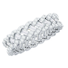 Baguette and Round Moissanite Braided Wedding Band