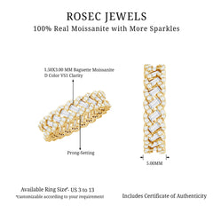 Baguette and Round Moissanite Braided Wedding Band