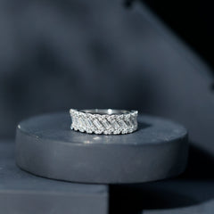 Certified Moissanite Braided Half Eternity Band Ring