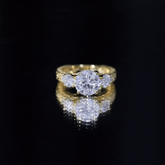 Art Deco Style Certified Moissanite Three Stone Engagement Ring