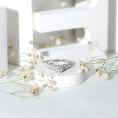 Heart Shape Moissanite Filigree Style Engagement Rings