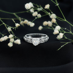 Heart Shape Moissanite Filigree Style Engagement Rings