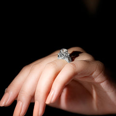 Heart Moissanite 3 Stone Engagement Ring in Crossover Band