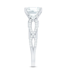 Asscher Cut Certified Moissanite Vintage Looking Engagement Ring