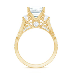 Asscher Cut Certified Moissanite Vintage Looking Engagement Ring