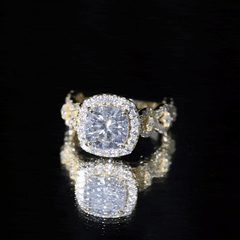 8 MM Cushion Cut Moissanite Vintage Inspired Engagement Ring