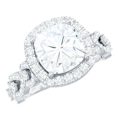 8 MM Cushion Cut Moissanite Vintage Inspired Engagement Ring
