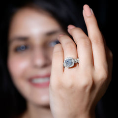 8 MM Cushion Cut Moissanite Vintage Inspired Engagement Ring