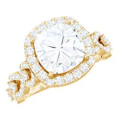 8 MM Cushion Cut Moissanite Vintage Inspired Engagement Ring