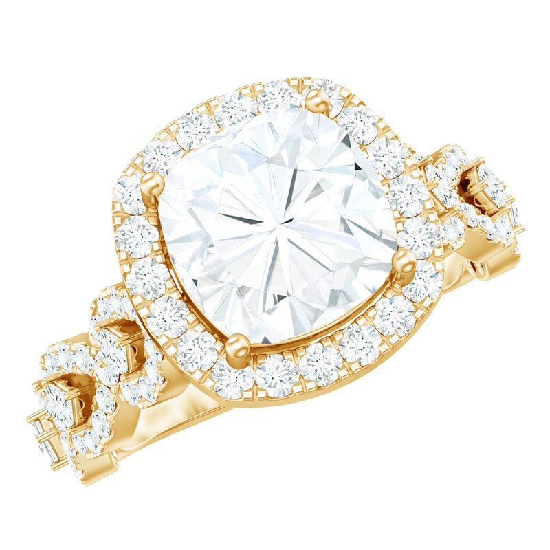 8 MM Cushion Cut Moissanite Vintage Inspired Engagement Ring