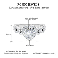 1.5 CT Heart Shape Moissanite Engagement Ring with Accent