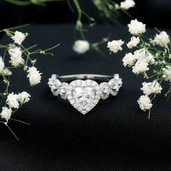 1.5 CT Heart Shape Moissanite Engagement Ring with Accent