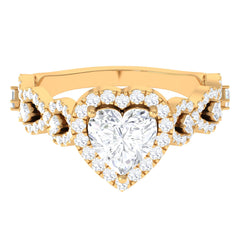 1.5 CT Heart Shape Moissanite Engagement Ring with Accent