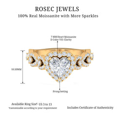 1.5 CT Heart Shape Moissanite Engagement Ring with Accent