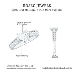 2 CT Moissanite Heart Engagement Ring with Beaded Details
