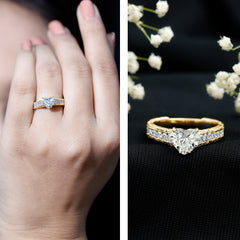2 CT Moissanite Heart Engagement Ring with Beaded Details