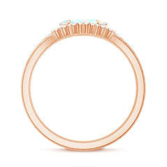Natural Ethiopian Rainbow Opal Diamond East West Engagement Ring Wedding Band Set