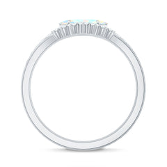Natural Ethiopian Rainbow Opal Diamond East West Engagement Ring Wedding Band Set