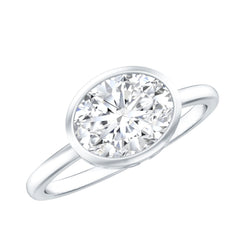 Certified 7X9 MM Oval Moissanite East West Engagement Ring