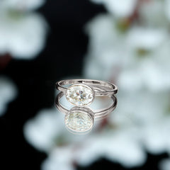 Certified 7X9 MM Oval Moissanite East West Engagement Ring