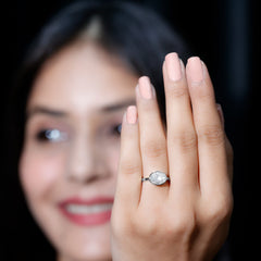 Certified 7X9 MM Oval Moissanite East West Engagement Ring