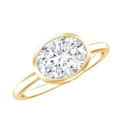 Certified 7X9 MM Oval Moissanite East West Engagement Ring