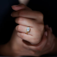 Certified 7X9 MM Oval Moissanite East West Engagement Ring