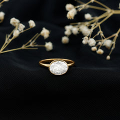 Certified 7X9 MM Oval Moissanite East West Engagement Ring