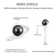 Tahitian Black Pearl Solitaire Bypass Engagement Ring