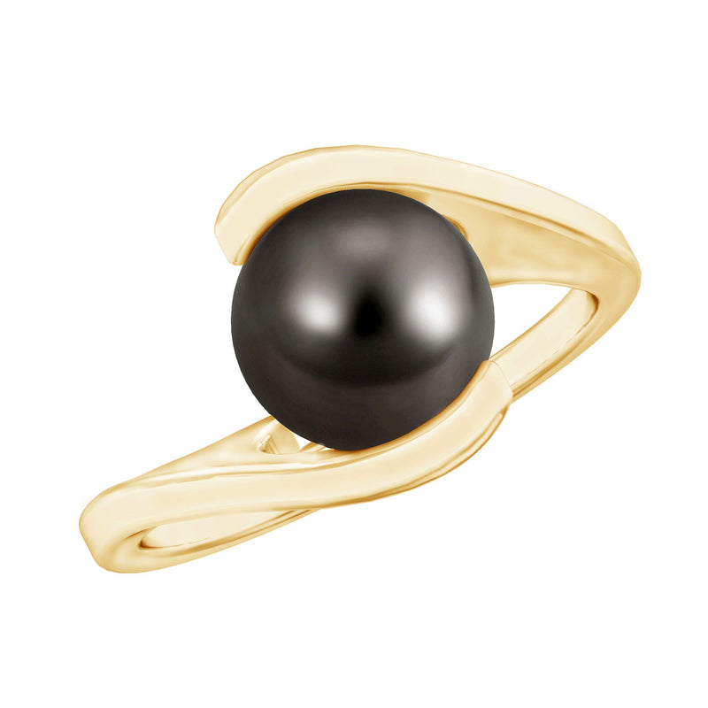 Tahitian Black Pearl Solitaire Bypass Engagement Ring