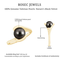 Tahitian Black Pearl Solitaire Bypass Engagement Ring