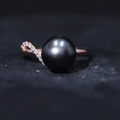 10MM Tahitian Pearl Solitaire Engagement Ring with Diamond