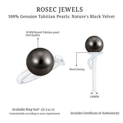 10MM Tahitian Pearl Solitaire Engagement Ring with Diamond