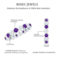 Purple Amethyst and Contemporary Diamond Eternity Ring