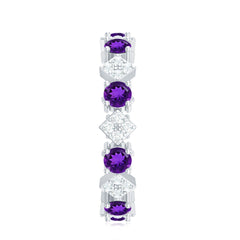 Purple Amethyst and Contemporary Diamond Eternity Ring