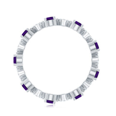 Purple Amethyst and Contemporary Diamond Eternity Ring