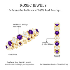 Purple Amethyst and Contemporary Diamond Eternity Ring