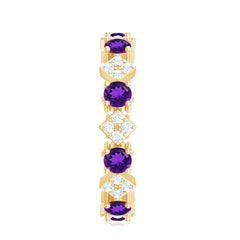 Purple Amethyst and Contemporary Diamond Eternity Ring